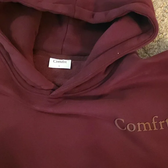 Comfrt Minimilist Hoodie Maroon Size Large - Picture 2 of 5